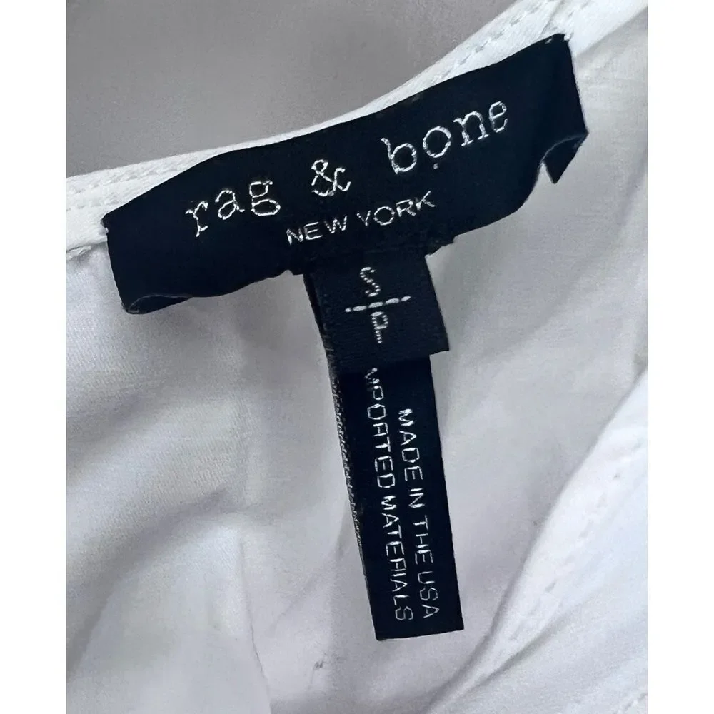 Rag & Bone White Long Sleeve Cotton Elastane Cold Shoulder Twist Neck Sz Small